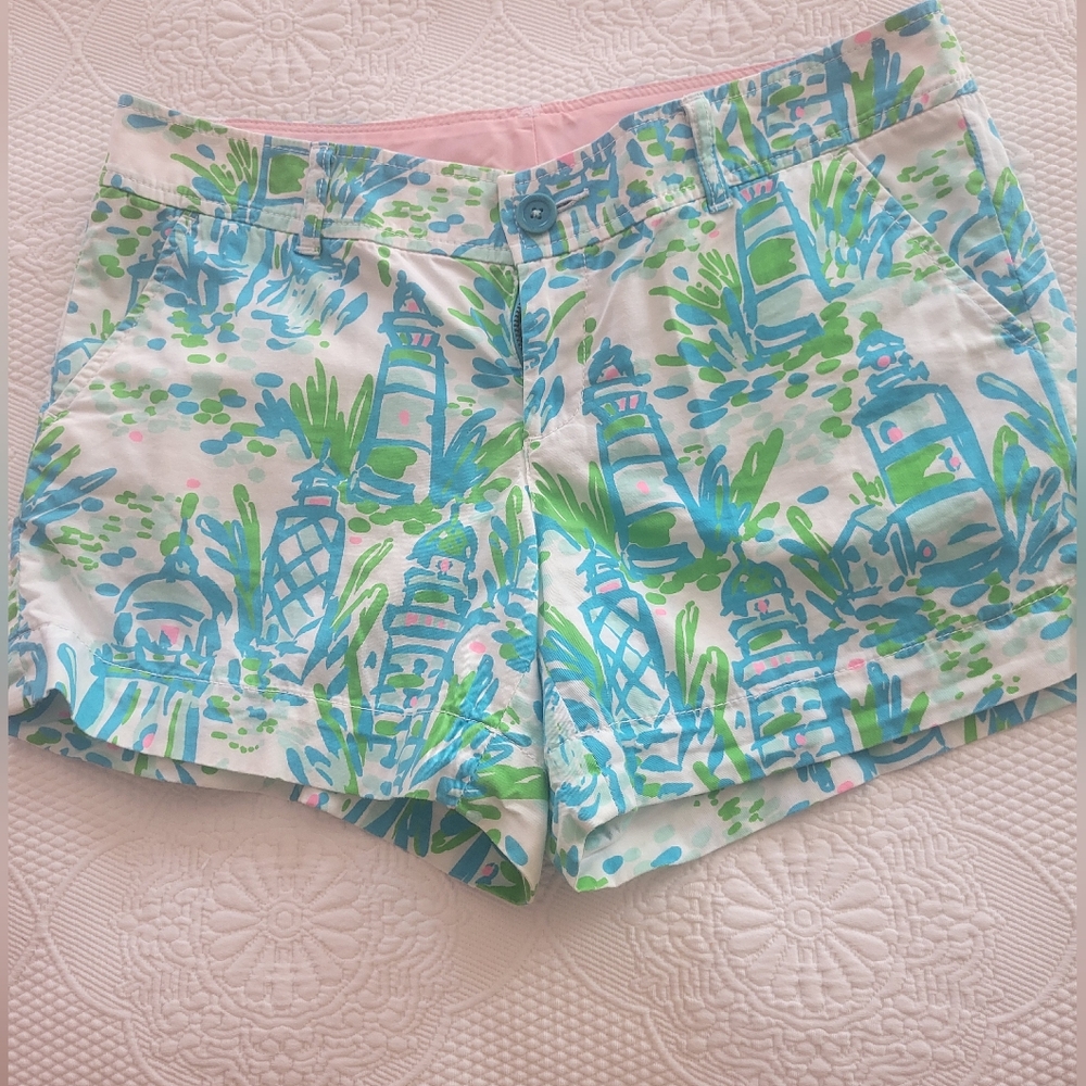 Lilly Pulitzer Blue and Green Printed Shorts